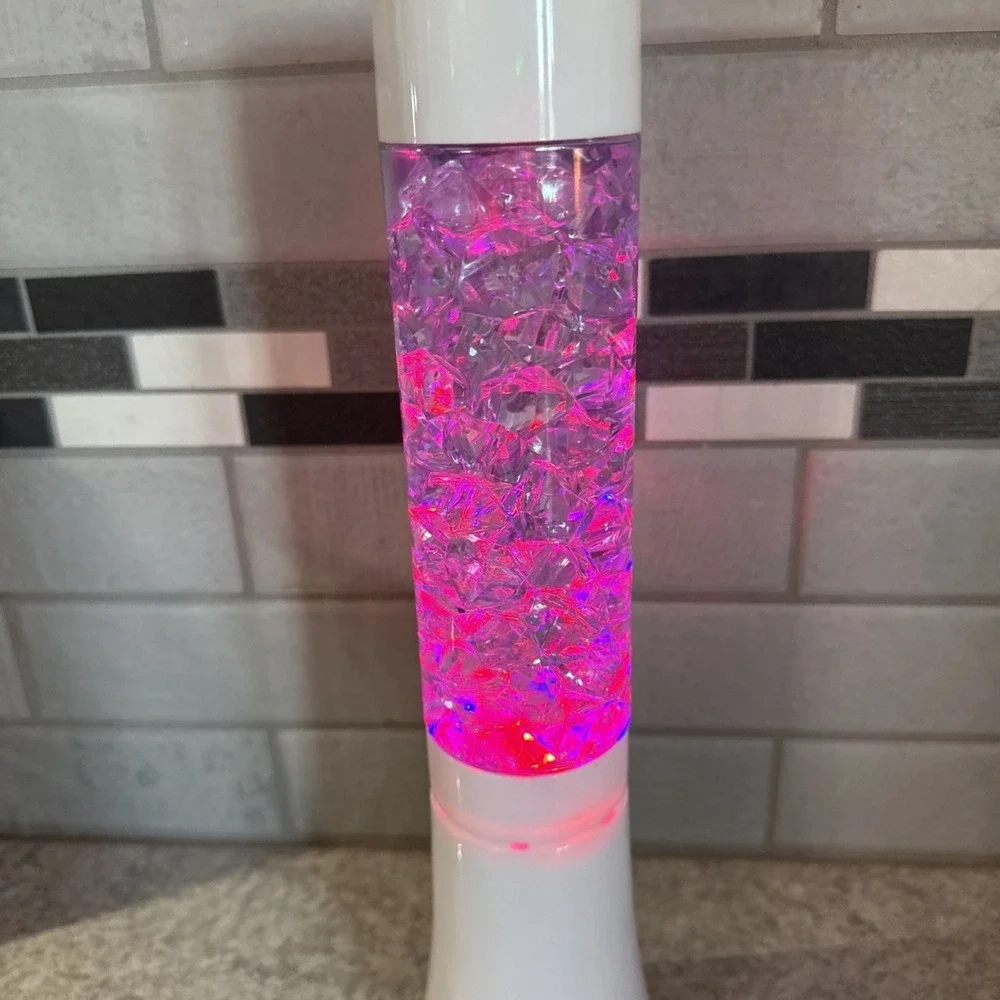 Crystal Color Changing Ambient Light Lamp 13 Inch Tall White Battery Operated